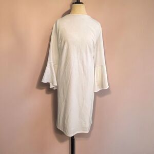 Cato Women's White High neck Round Neck Bell Sleeve Midi length dress -16W